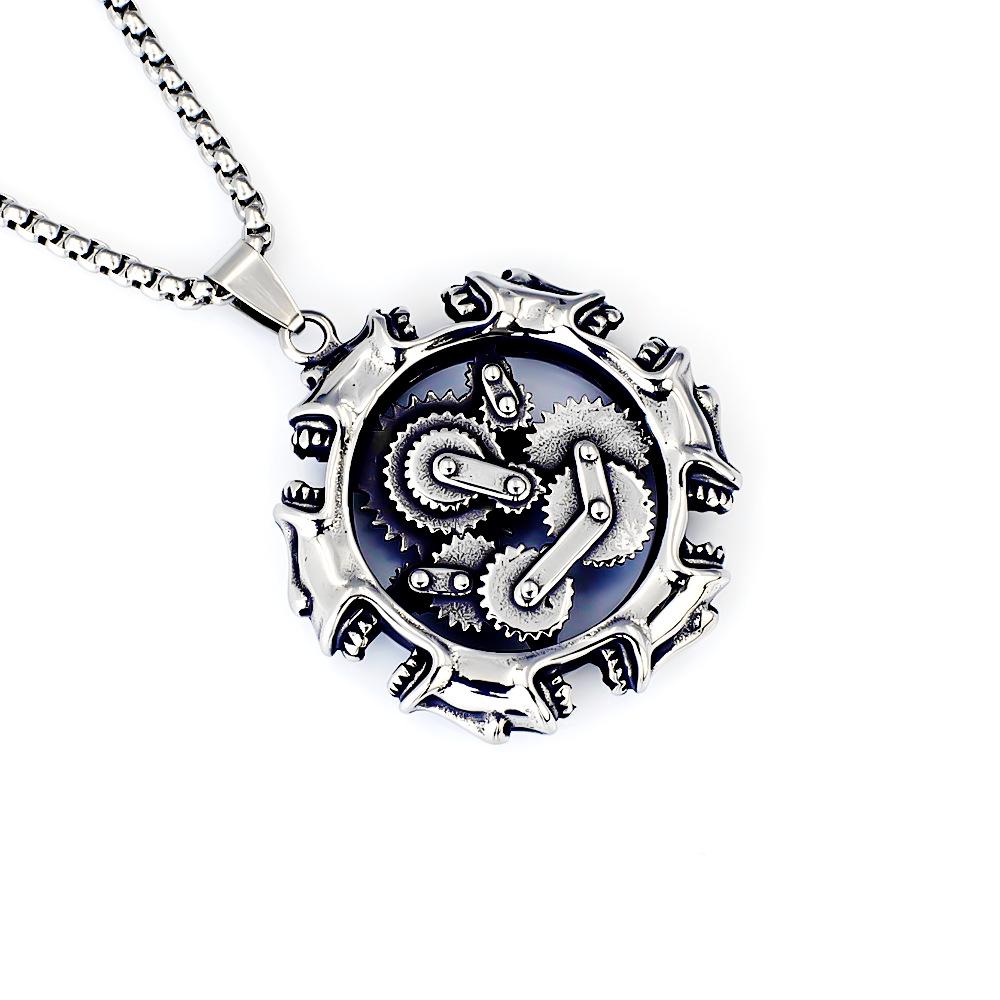 Viking Dragon Pattern Stainless Steel Necklace Bold Retro Fashion Jewelry