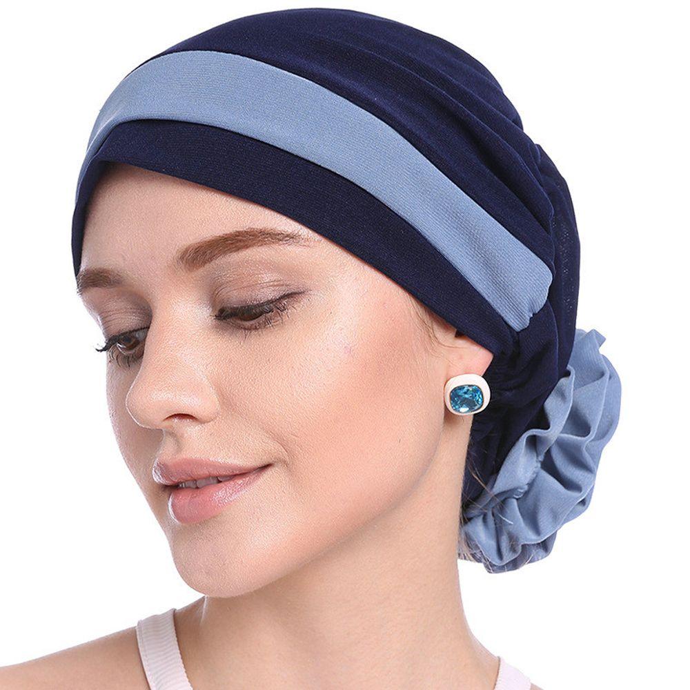 Satin Flower Fashion Head Wrap Shawl Turban Hat Indian Hats Women Headscarf Muslim Hijab Caps