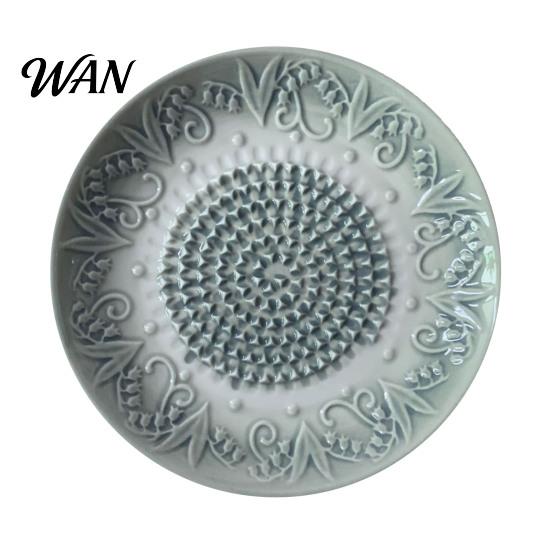 Multi-use Ceramic Grater Plate Embossed Garlic Grater, Vintage Pattern Ginger Mincer Easy Clean for Kitchen, Multifunctional Masher Cheese Nutmeg
