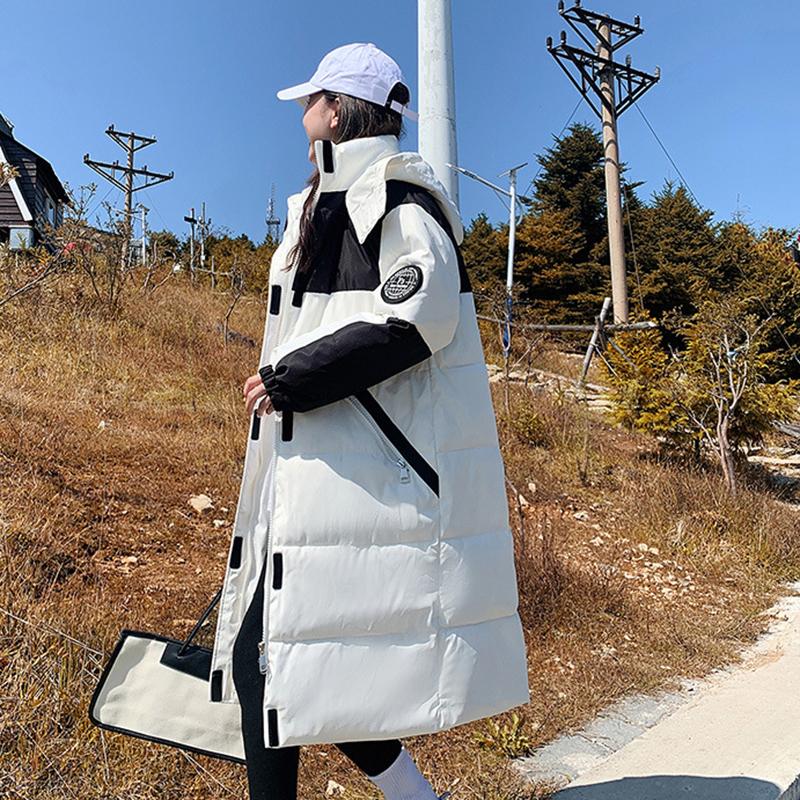 Herbst- und Winter Daunen Baumwolljacke für Damen, Knielang Locker Oversized Baumwolljacke, Freizeitjacke, Modische Damen Oberbekleidung