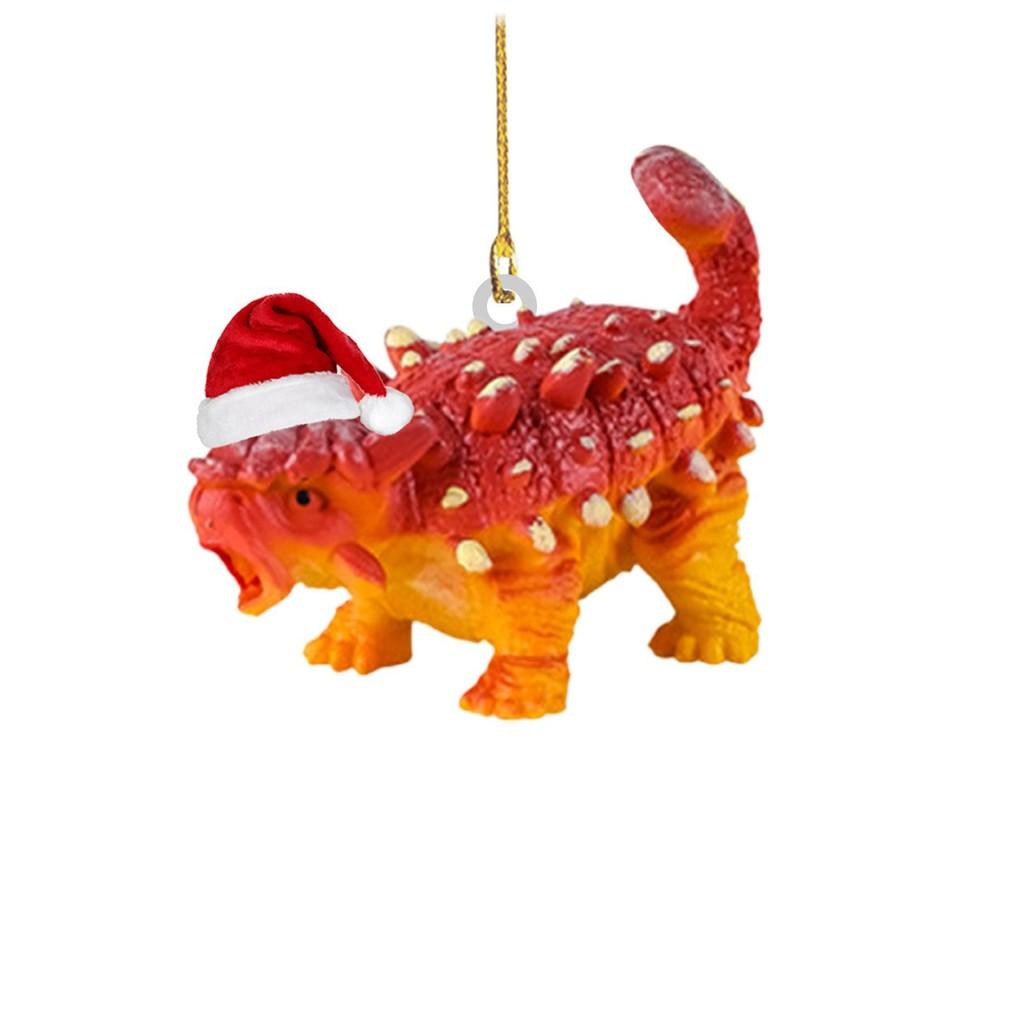 Festive Flat Dinosaur Acrylic Christmas Ornament Cheerful Vehicle Decoration Gift For All Ages