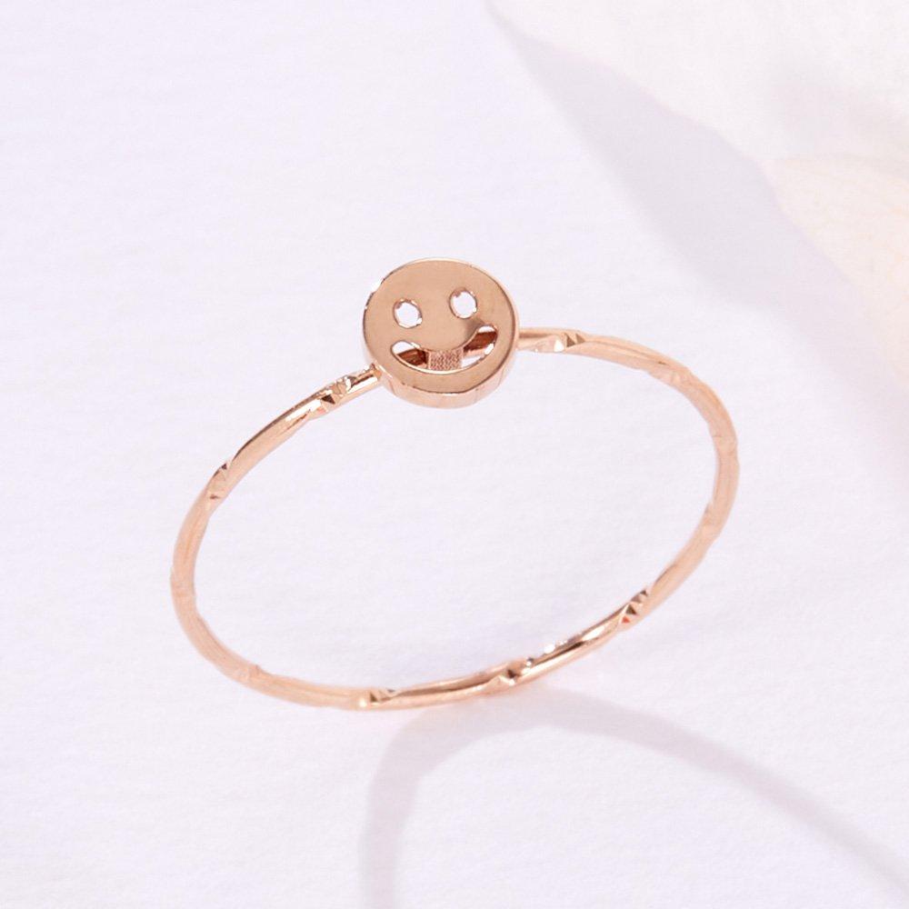 

[Bnbgold] 14K/18K Round Punching Smile Cutting Silver Ring Srs41607 14K pink gold/ Size: 04
