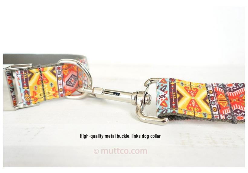 Ethnic Style Colorful Pattern Gray Dog Leash for Large Pets