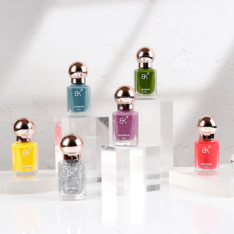Color Nail Polish No Bake Oily Lasting Non-peelable Large Capacity Nail Care Nude Color Square Bottle 15ml
