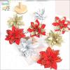 10 Stück Weihnachten Dreistöckige Weihnachtsblume Kunstblume Goldpuder Blume Weihnachtsbaum Feiertagsgeschenk Kranz Dekoration