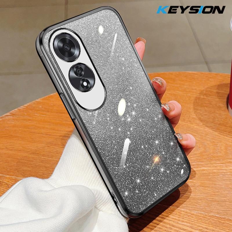 

KEYSION Luxury Plating Glitter Phone Case for OPPO A60 4G Transparent Soft TPU Shockproof Back Cover for OPPO A60 for OPPO A60 чёрный