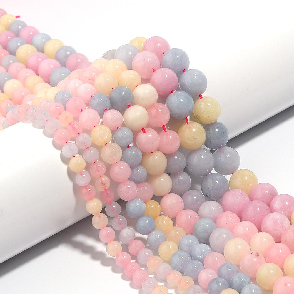 Morganite Stone Beads Pink Blue Loose Beads for Jewelry Making Braclets  Accessories DIY  Strand 15" 4-12mm