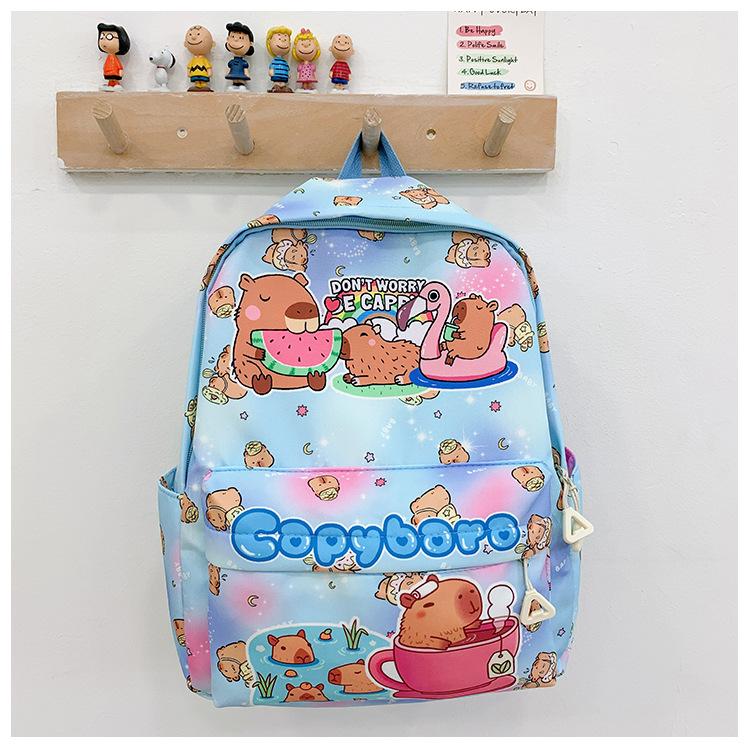 

School bag backpack Kapibira school bag cartoon cute small school bag large capacity school bag trendy backpack синій