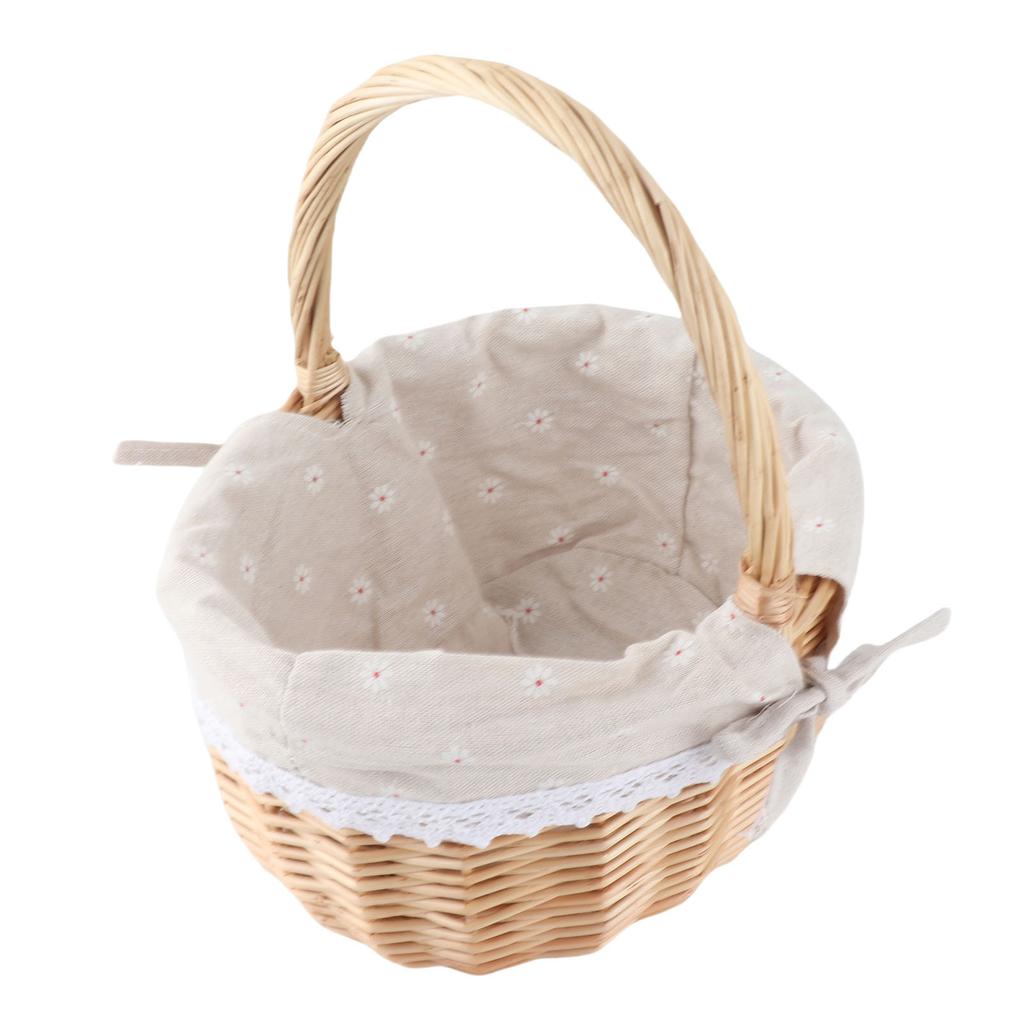Rattan Storage Basket Hand Made Oval Picnic Storage Basket for Indoor Outdoor