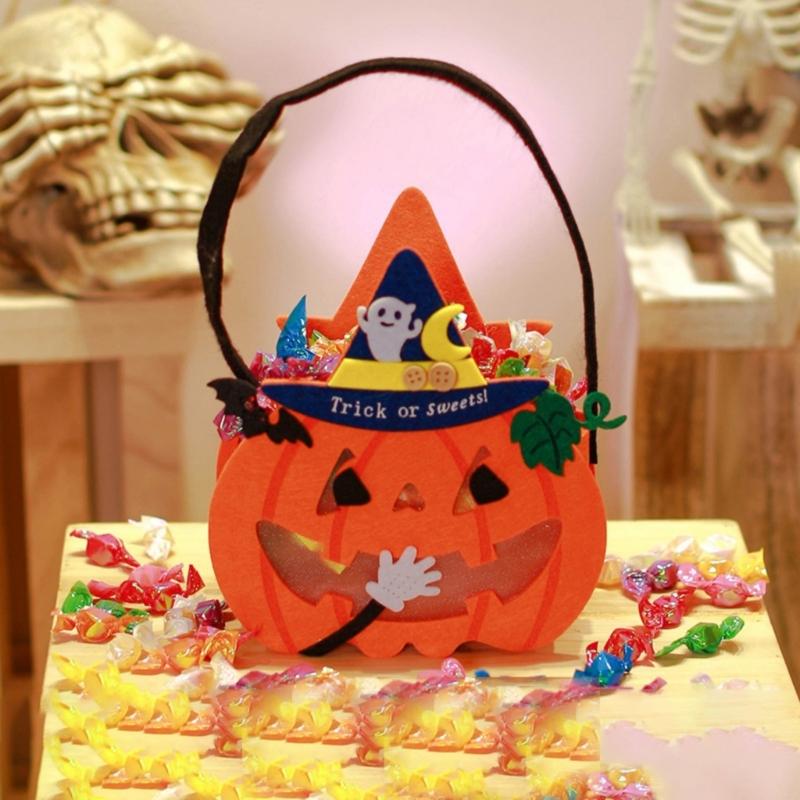 Soft Pumpkin Design Halloween Candy Bag Home Organization Collectible Bag for Spooky Season Treats