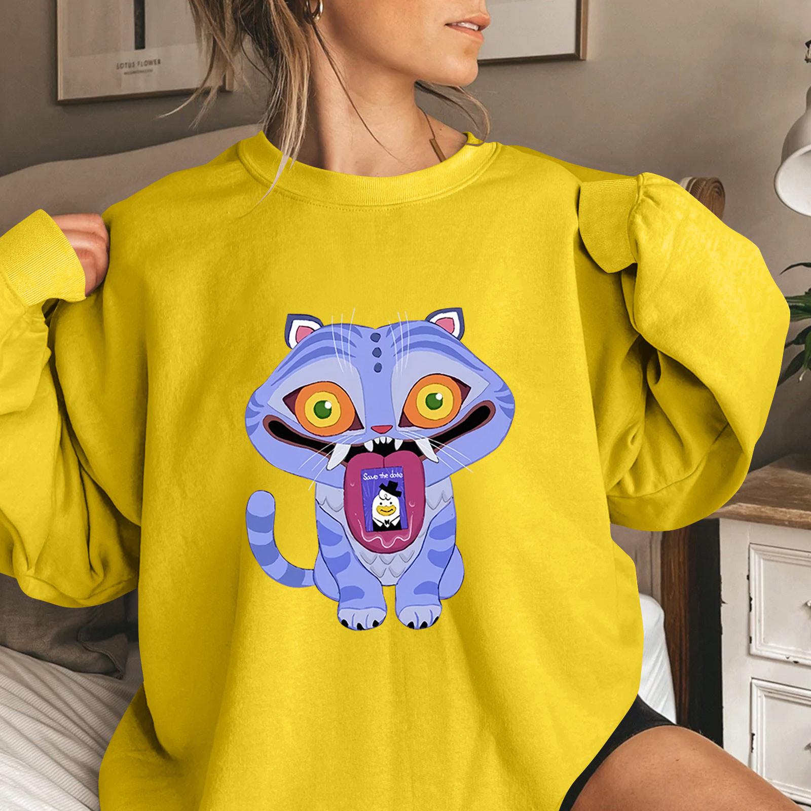 

Женская мода повседневная толстовка с длинным рукавом и круглым вырезом с принтом XL