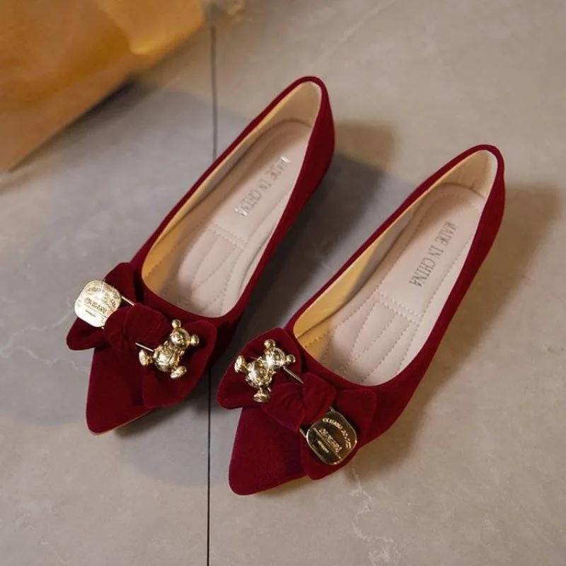 Fashion Women's Flat Shoes Slip-on Wedding Bride Shoe Pointed Toe Ladies Footwear Promotion Quick Delivery Korean Style Wholesale Non 39