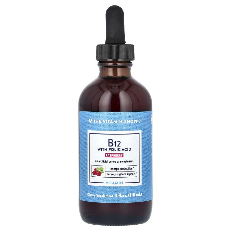 Vitamin B12 with Folic Acid, Raspberry, 4 Fl Oz (118 Ml)