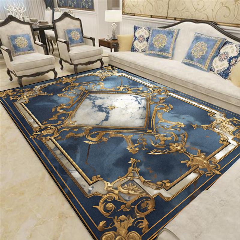 European Luxury Carpet for Living Room Decoration Home Sofa Coffee Table Rugs Non-slip Bedroom Bedside Lounge Floor Mat Washable