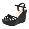 Fashion Small Size 32-43 Fashion Soft Leather Sandals Women's High Heels Shoes Summer 2025 Thick Platform Ladies Wedges Sandals Office