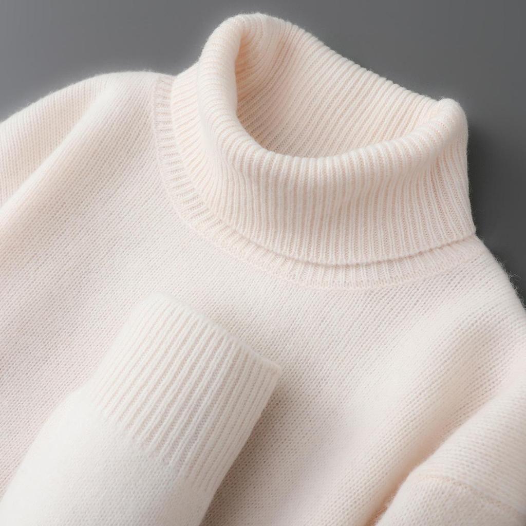 Men's 2025 High Neck Cashmere Wool Pullover - Thick, Double-Strand Knit Sweater for Autumn and Winter.