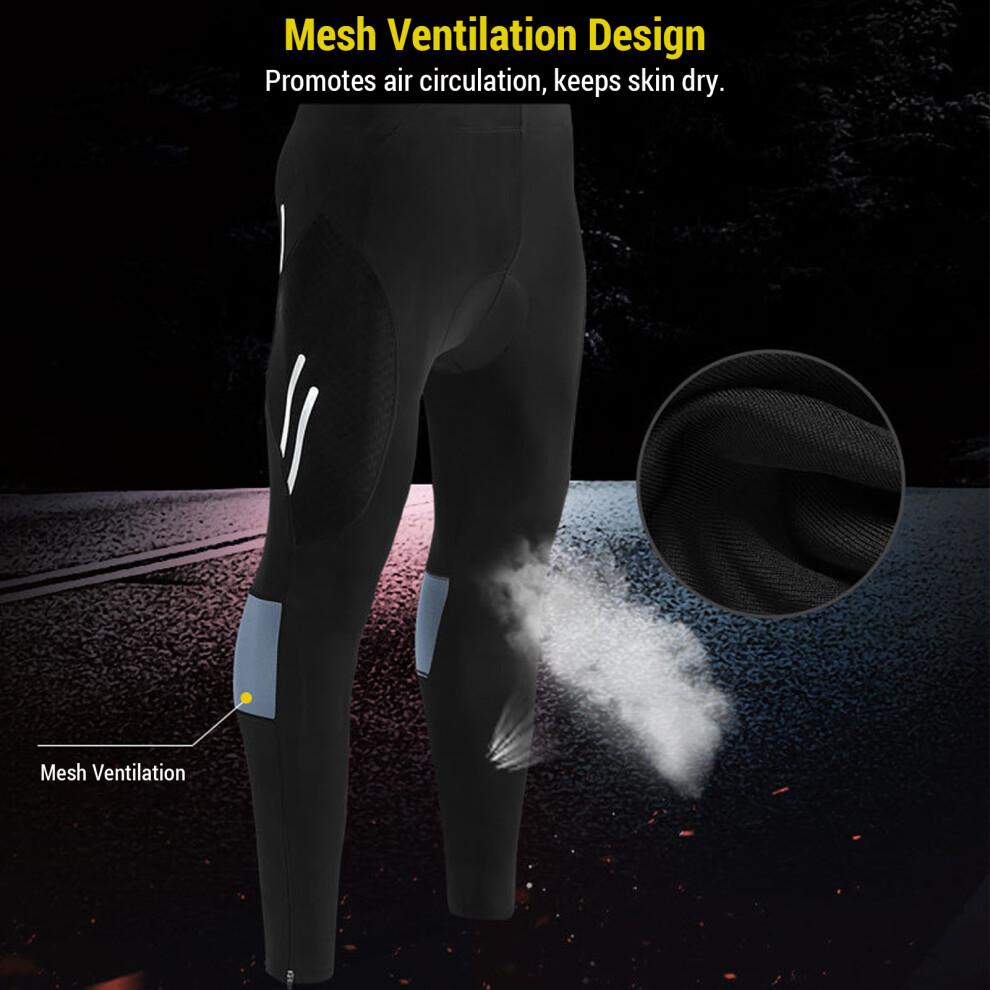 Riding Pants Men's Mountain Bike Pants with 3D Silicone Cushion Reflective Breathable Gradient Compression Riding Tights Cycling Pants M