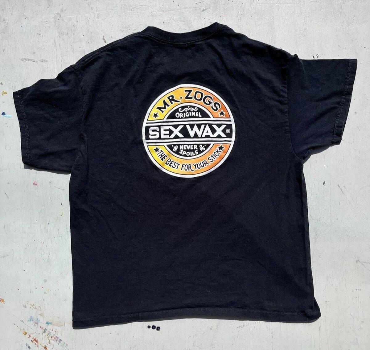 Men s Mr Zogs Sex Wax Black Spell-Out Logo L Beach Surf Sand Waves Gnar Ocean XL