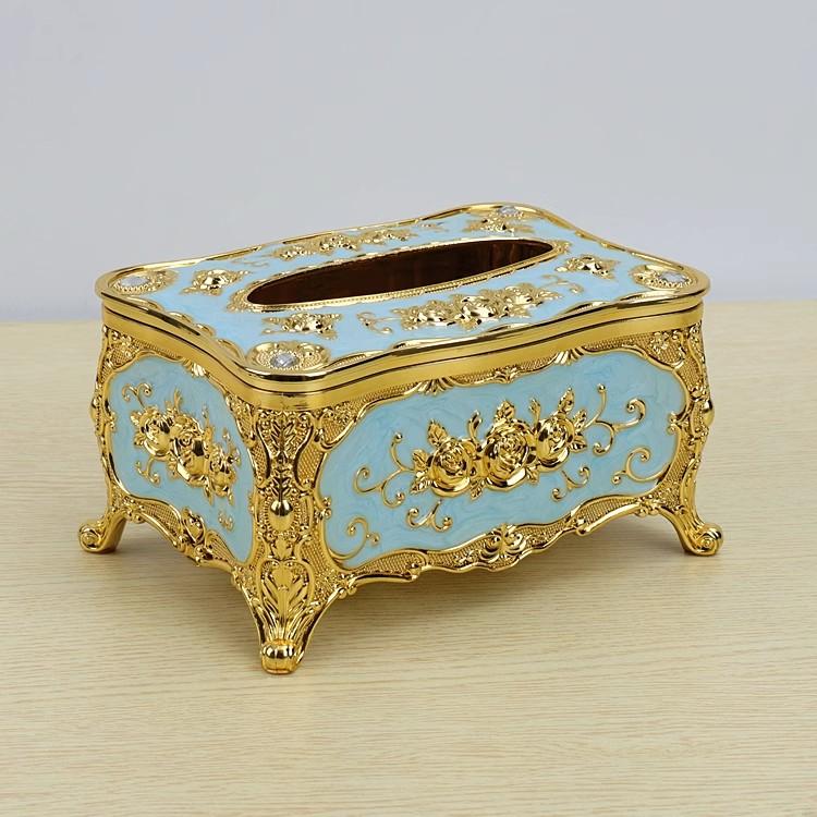 

Paper Case Luxury Gold Chrome Living room paper Box PVC Material Gold Colorful household accessories
