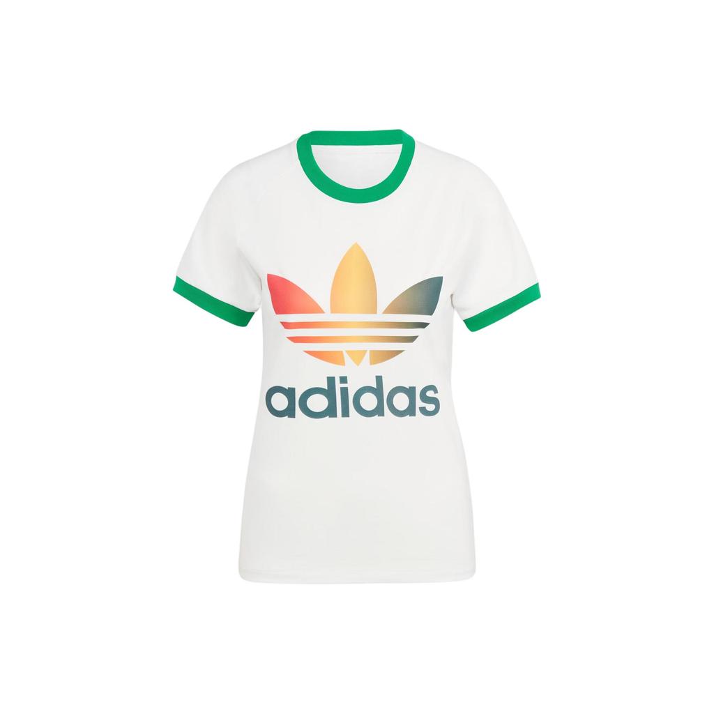 adidas Originals Gradient Trefoil Cali Tee With Logo Print And Color Block Slim Fit Women T-Shirt White IS0310