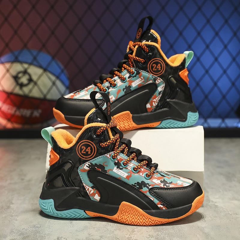 

Children s Cotton High-Top Basketball Shoes - 2022 Winter Warm Boys Sports & Trendy Running Shoes with Plush Velvet 32