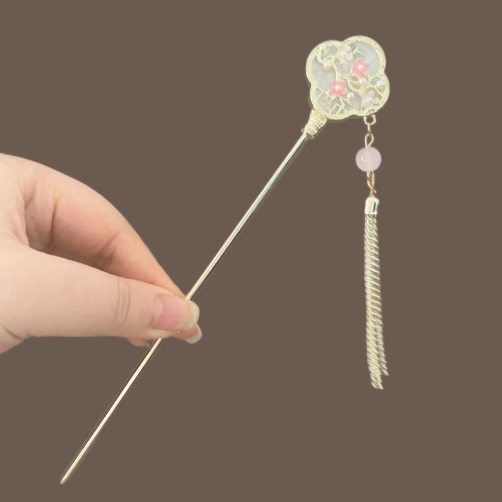 Antique Flower Scalloped Hairpin, Advanced Sense, New Chinese Tassel Step Hair Hairpin, Hanfu Xiuhe Disc Hair Hairpin Hair Accessories