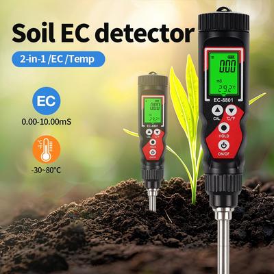 Digital Soil EC Meter Waterproof Conductivity Tester Plant Soil Temperature Detector