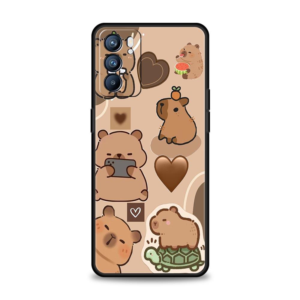 Anime Capybara Porpoise Phone Case For Oppo Reno13 Reno12 Reno11 F Reno10 Pro A54 5G Find X5 A53 A52 A9 A17 4G A79 A80 A98 Cover