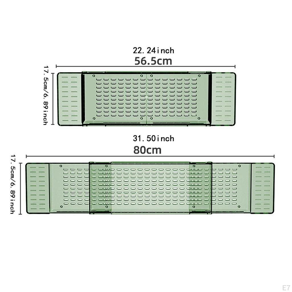 Bathtub Tray Bath Shelf with Drain Holes Extendable Multi Compartments Organizer Rack for