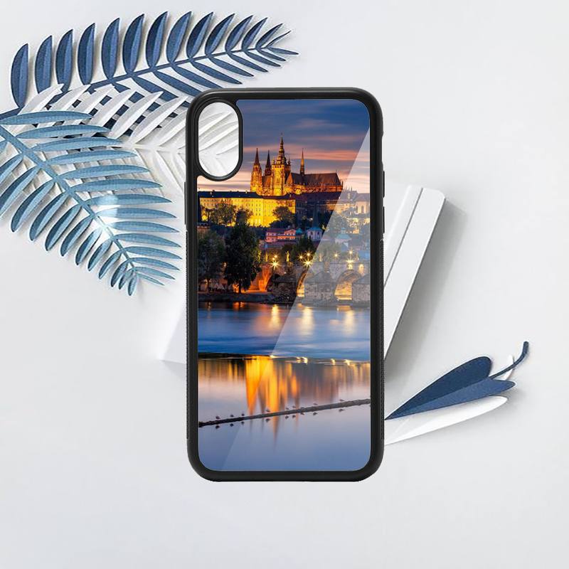Prague Europe Prettiest Bridges City Phone Case PC pro iPhone 11 12 13 pro XS MAX 8 7 6 6S Plus X XR Luxusní skořepinové pozadí