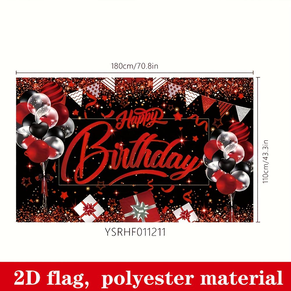 Banner plano 2D elegante negro y rojo fondo de fiesta de cumpleaños banner decoración de fiesta de cumpleaños