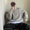 Autumn Winter Men's Loose Fit Sweater Solid Color Casual Retro Round Neck Solid Color Knitted Top