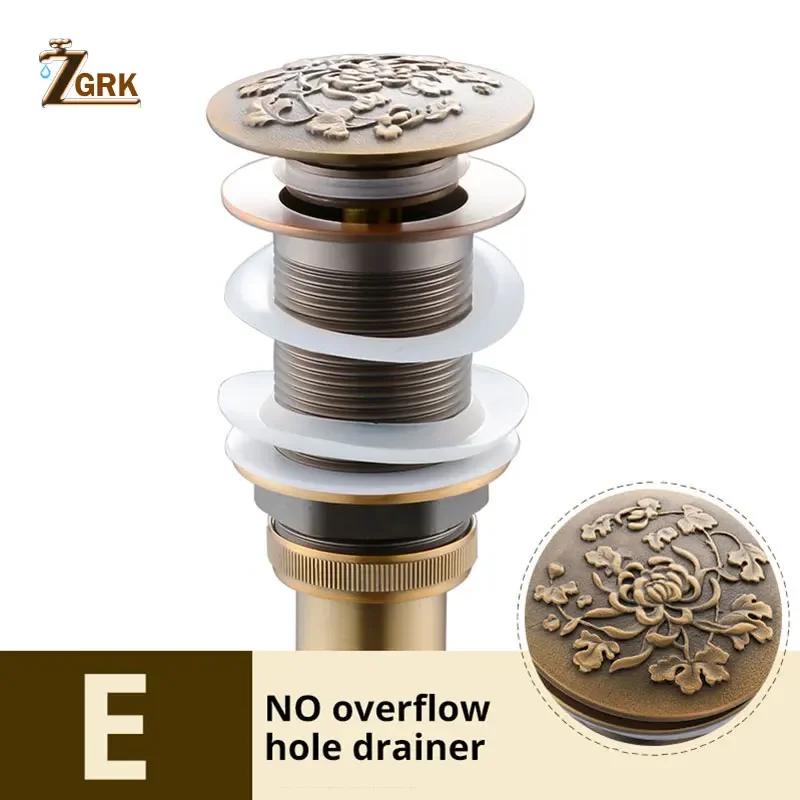 Bathroom Basin Sink Pop Up Drain Antique Brass Clic-clac Waterlet Vanity Sink Waste Drainer Art Carving Bathroom Accessories