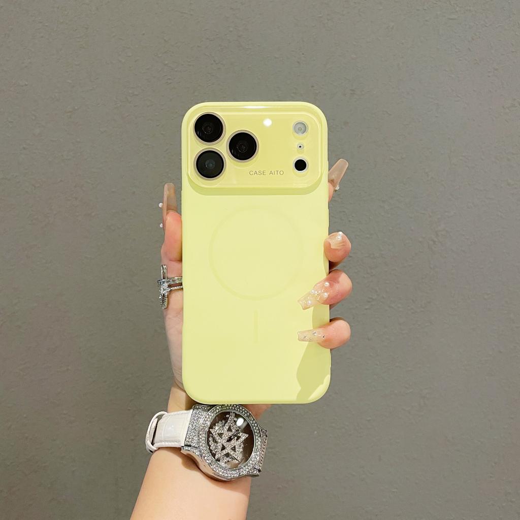 Large Window Magnetic Liquid Silicone Case For iPhone 17 Air 16 15 14 13 Pro Max For Magsafe Wireless Charge Matte Protect Cover