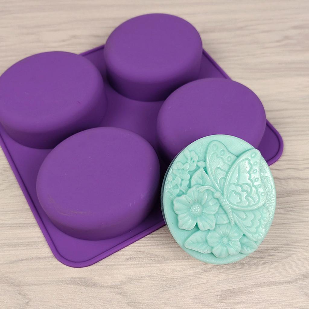 Moldes de Silicona para Jabón de 4 Cavidades Molde Hecho a Mano Oval para Forma de Mariposa Flor Material de Silicona Accesorios DIY para Mano