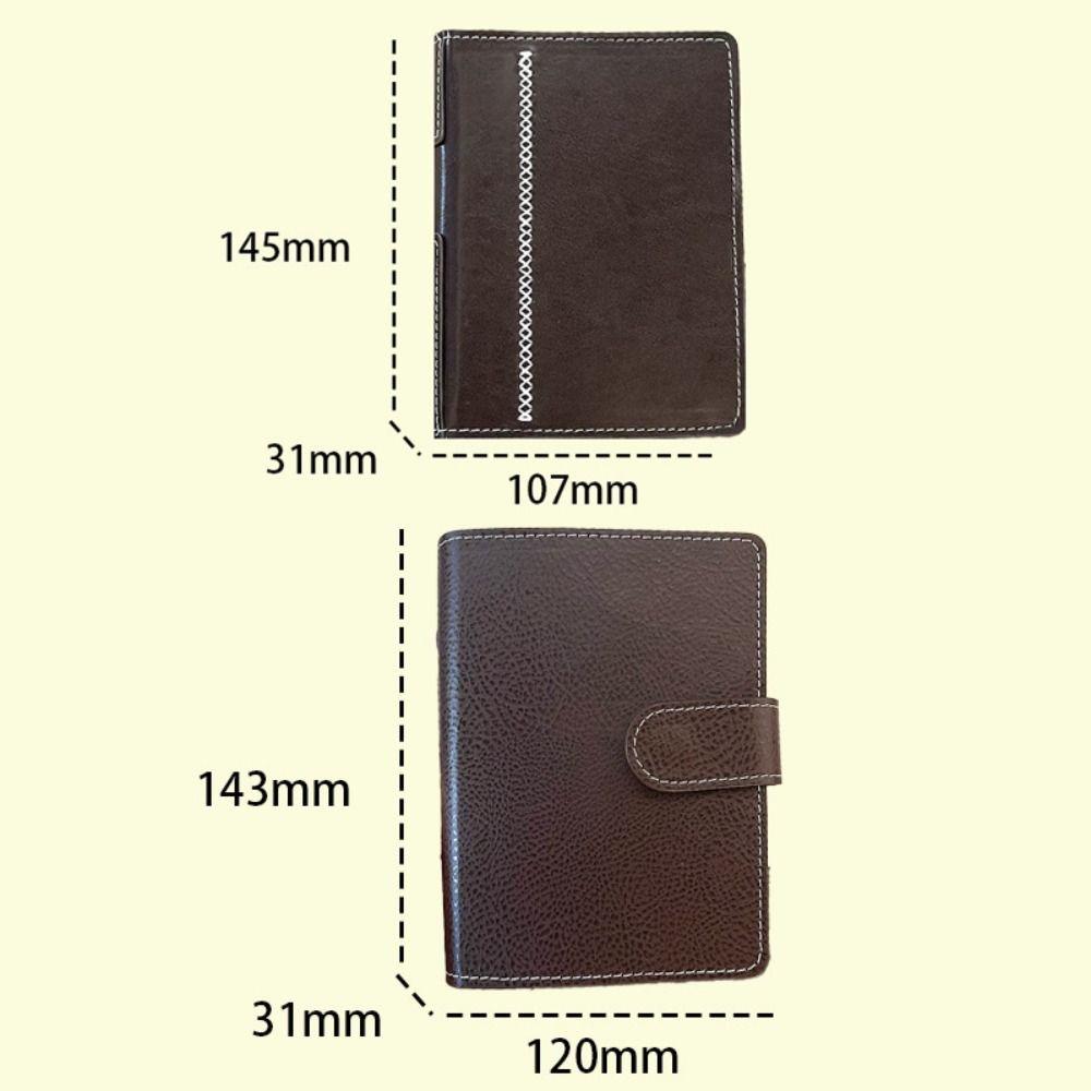 Portable Retro Brown Loose-leaf Notebook A7 DIY Scrapbook Travel Journal PU Leather Notepad Student Use