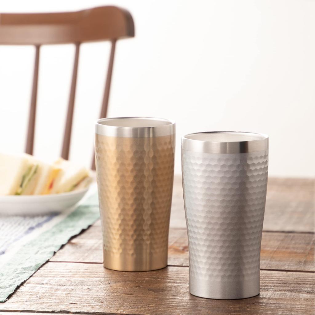 Maebata Luxe Pair of Thermo Bronze 29827 Tumblers, & Silver, 340ml,