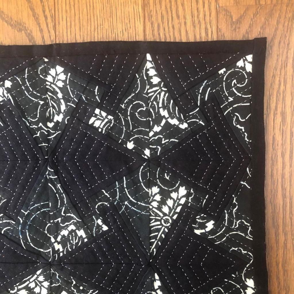 Used Kyo-zome and Aizome table center, tapestry, square, Japanese accessory, placemat, patchwork