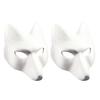Japanese Kabuki Kitsune Fox Mask Pu Unpainted Masquerade Masks Diy Animal Unpainted Craft Mask For Cosplay Costume Accessory