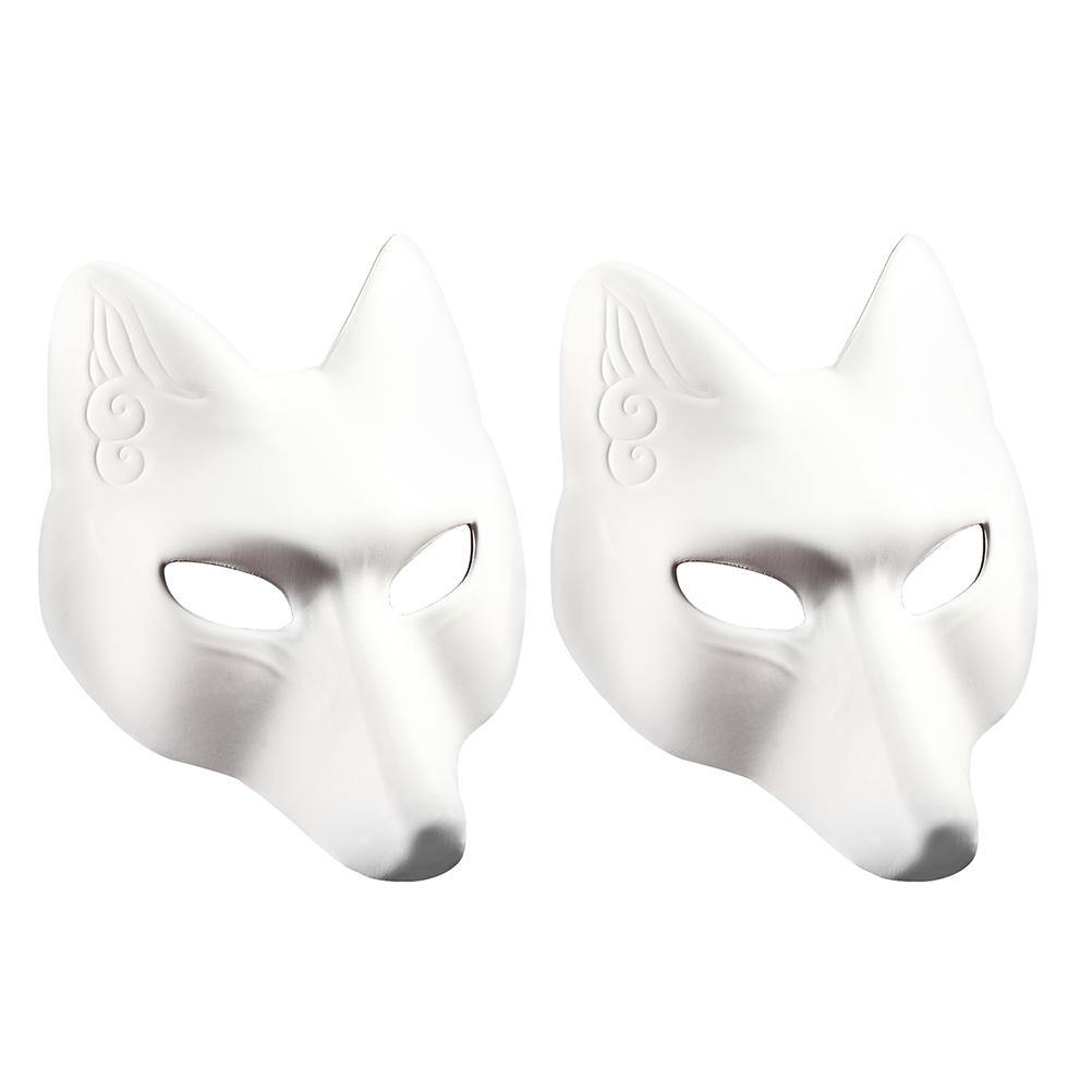 Japanese Kabuki Kitsune Fox Mask Pu Unpainted Masquerade Masks Diy Animal Unpainted Craft Mask For Cosplay Costume Accessory