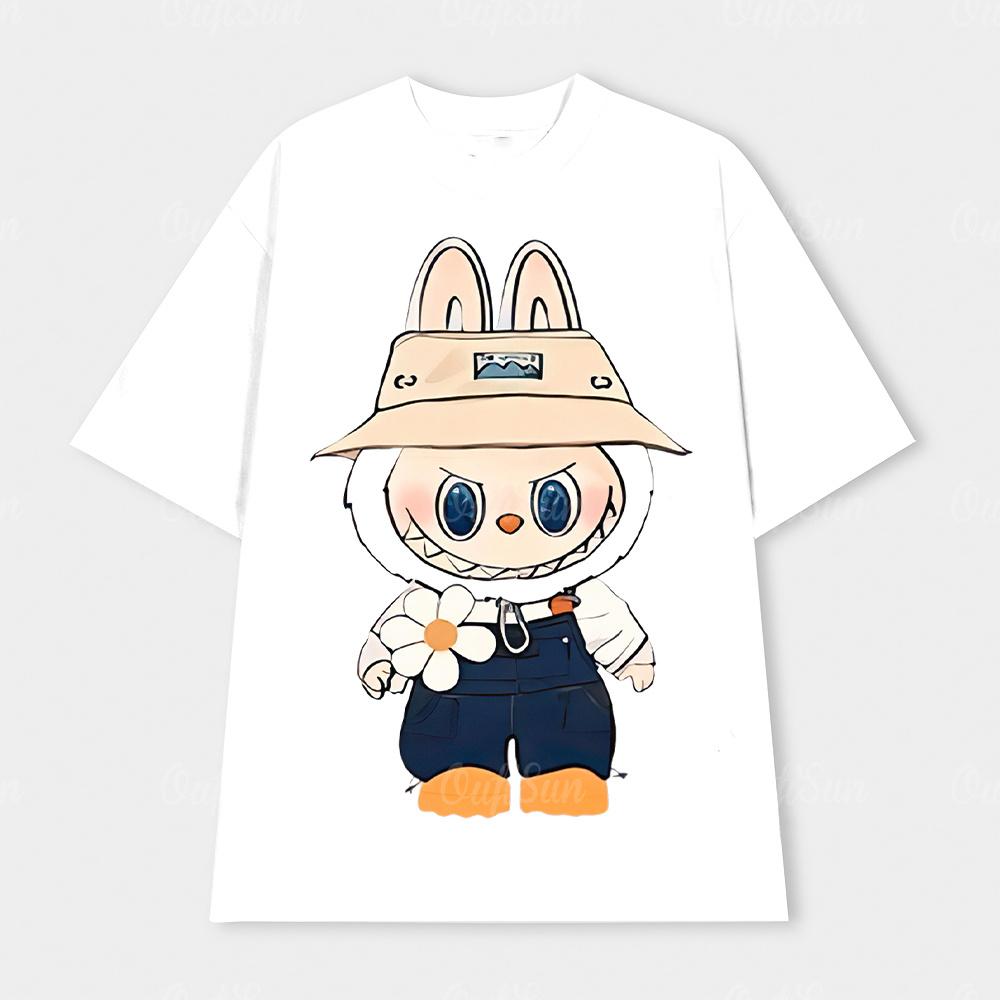 Labubu Kasing Lung Cosplay cloth 3D summer T-shirt Anime Short Sleeve Top White and Black Short Sleeve T-Shirt