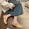 [Yushilai] Mori flat-bottomed Mary Jane shoes for women's 2025 spring new gentle wind French cross-strap single shoes