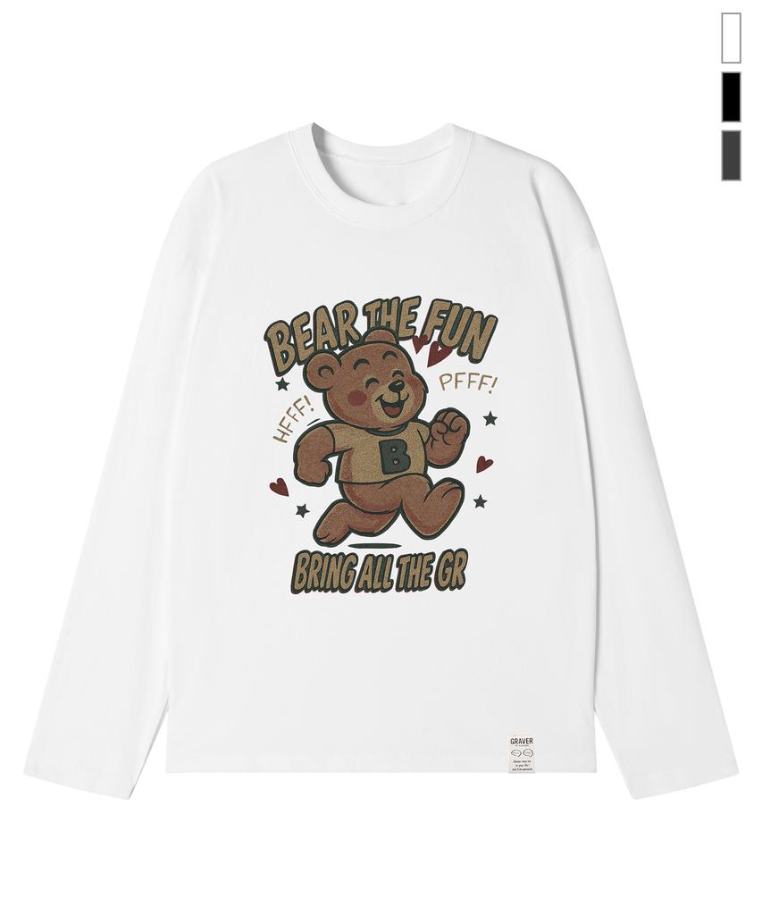 GRAVER [Unisex] Running Bear Long Sleeve T-Shirt_3 Colors