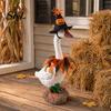 Goose Outfit with Pumpkins 1 Set Halloween Outfit, Lawn Festive Clothes Pumpkin Spider Pointed Costume Elements Hat, Porch for 23 Inch Statue Outdoor