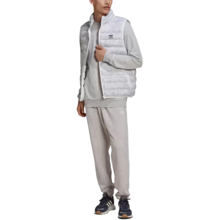 Adidas Originals Essential Made With Nature Vest Logo Stand Collar Zipper Fitted Sleeveless Vest Men Vests White HK7539