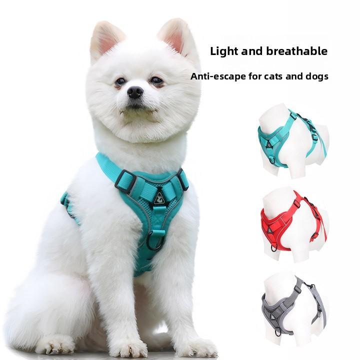 Cat And Dog Pet Chest Harness With Reflective Straps And Breathable Material For Outdoor Walks