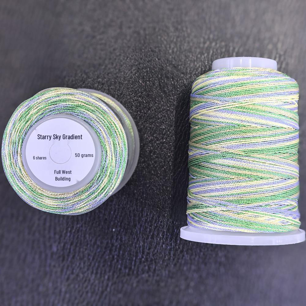 Starry Sky Gradient Yarn: 6-Strand Purple Illusion Tassel for DIY Bracelet & Handmade Weaving Accessories.