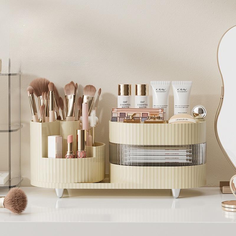 Cosmetic Organizer Makeup Storage Box Desktop Dustproof Rotating Pen Holder Layers Large Capacity Jewelry Lipstick Makeup Boxes