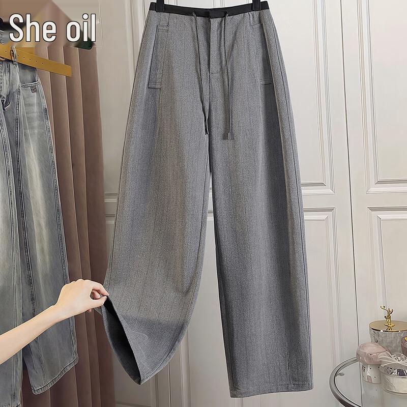 

Women s High-Waist Wool Blend Straight-Leg Trousers L