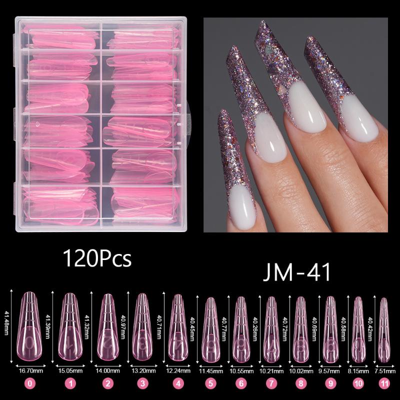 120 Stück Acryl Nagelspitzen Form mit Kanten und Skala Schnellaufbau Gel Verlängerung Top Obere Formen für Falsche Nägel